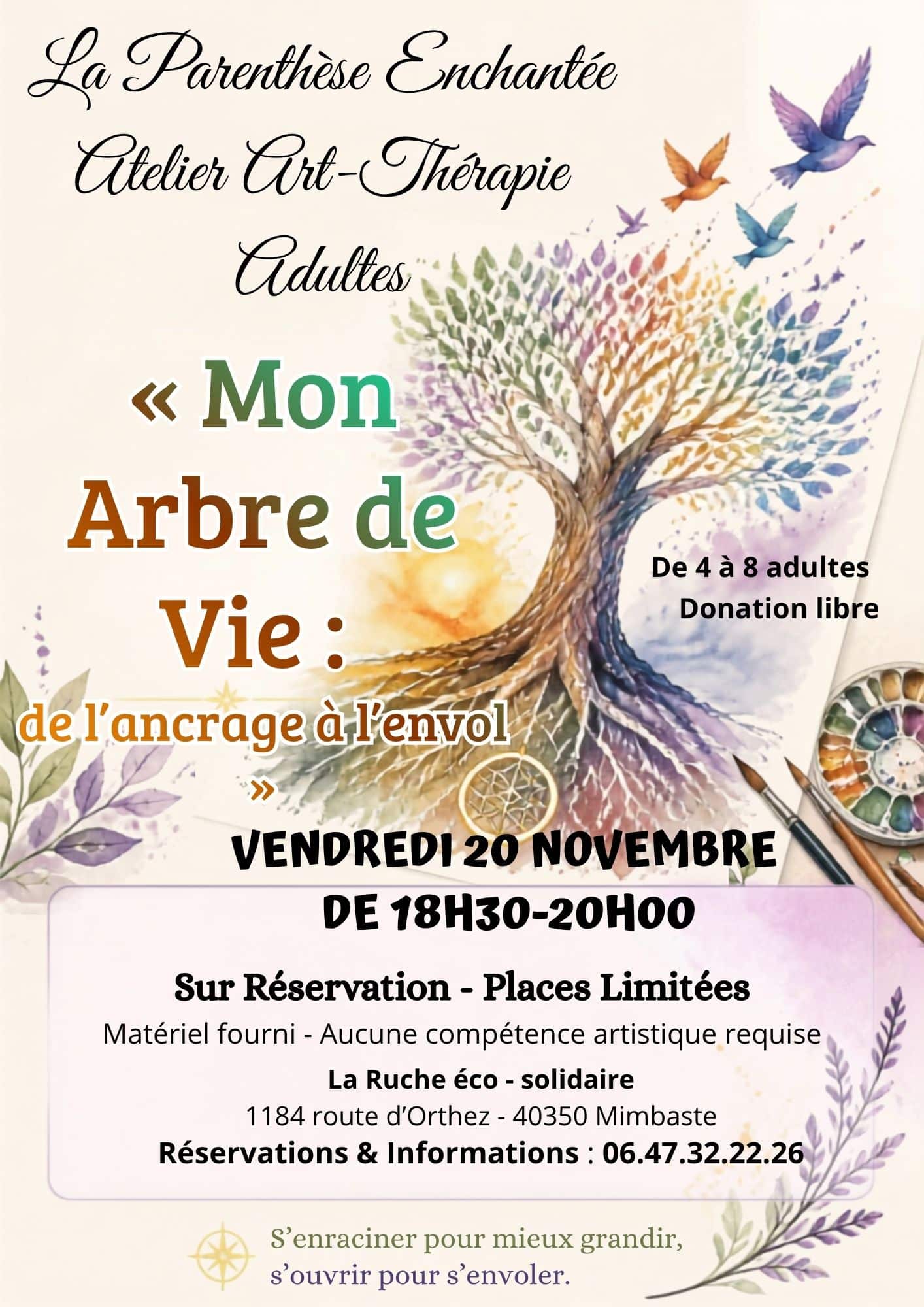 atelier art thérapie adulte vendredi 20 novembre