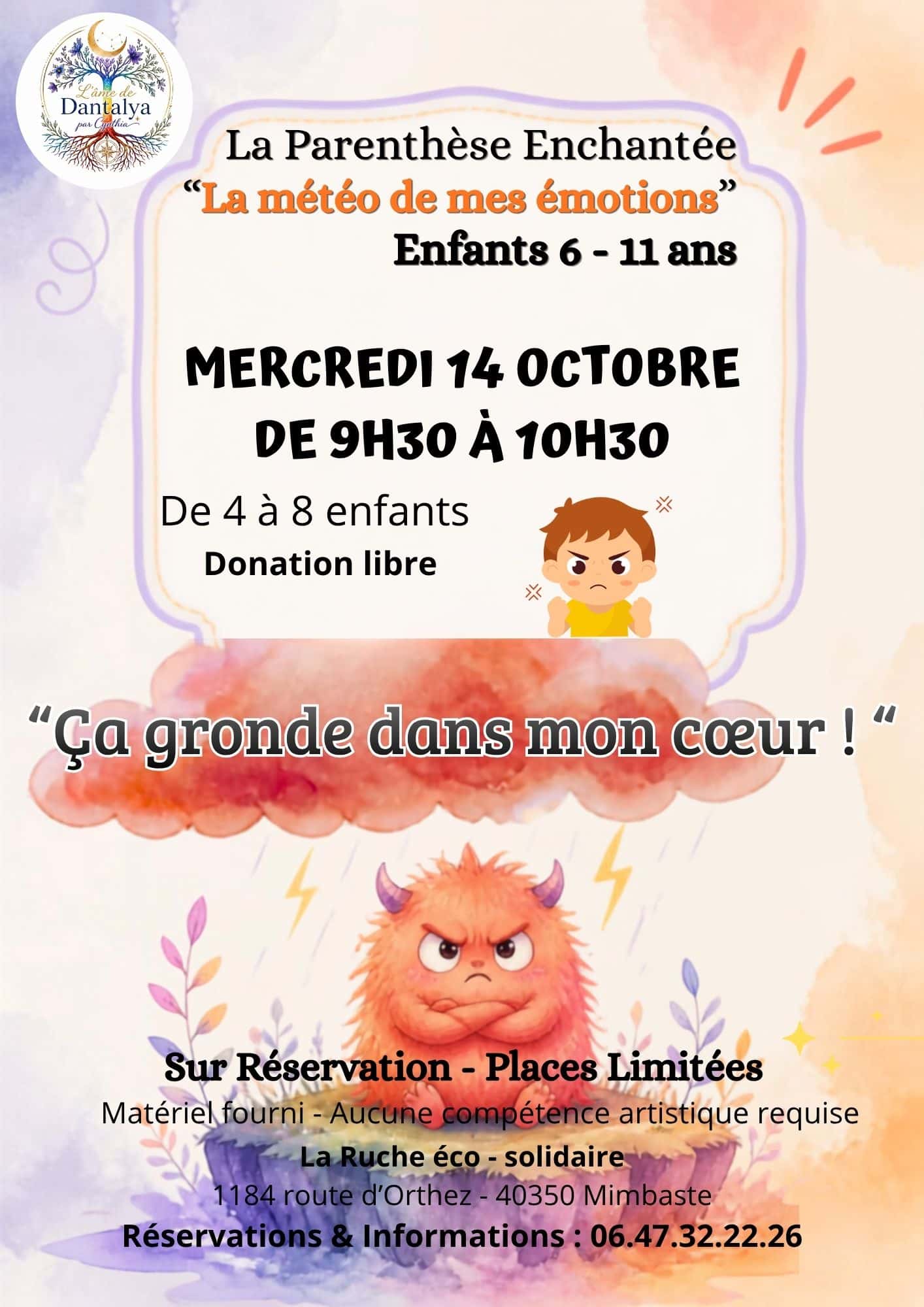 atelier art thérapie enfant mercredi 14 octobre